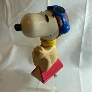 Peanuts‎ Snoopy 9" Vinyl Flying Ace Red Baron bubble bath bottle Vintage UFS